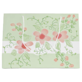 Bolsa De Regalo Grande Rosa y Verde