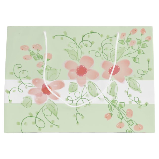 Bolsa De Regalo Grande Rosa y Verde (Anverso)