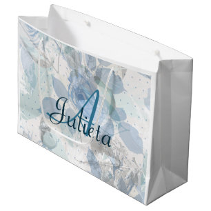 Bolsa De Regalo Grande Rosas azules diseño gruñón Monograma