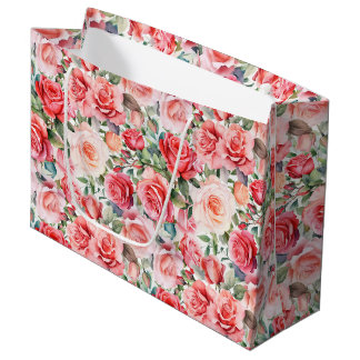 Bolsa De Regalo Grande Rosas de acuarela rosa romántico