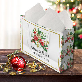 Bolsa De Regalo Grande Rosas de color de agua dulce y brillante personali