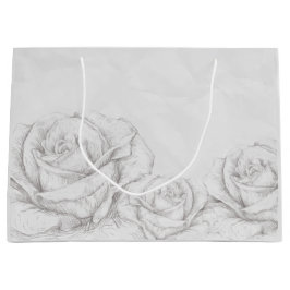 Bolsa De Regalo Grande Rosas de época Decoración de gris floral