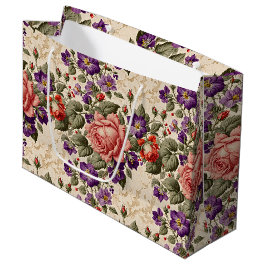 Bolsa De Regalo Grande Rosas de melocotones y corales románticos