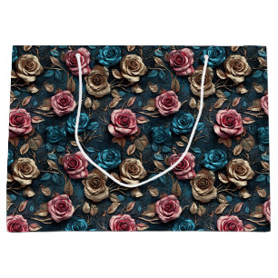 Bolsa De Regalo Grande Rosas de oro rosado bonito