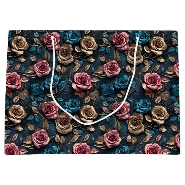 Bolsa De Regalo Grande Rosas de oro rosado bonito (Anverso)