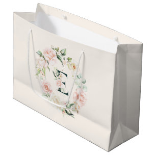 Bolsa De Regalo Grande Rosas de pasador con monograma floral E