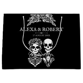 Bolsa De Regalo Grande Rosas del esqueleto gótico pareja boda