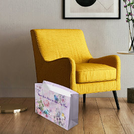 Bolsa De Regalo Grande Rosas florales primaverales Blue Bird Pastel Flowe