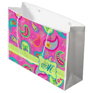 Bolsa De Regalo Grande Rosas fuertes Paisley moderna personalizada