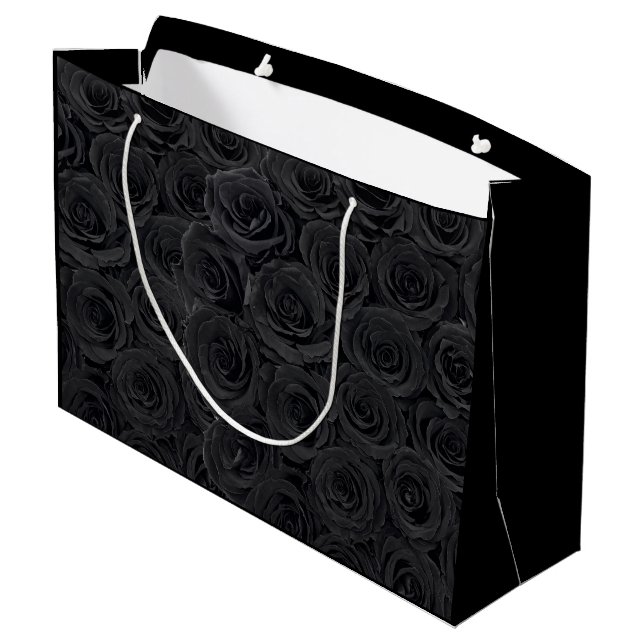 Bolsa De Regalo Grande Rosas negros con flores calientes (Angulo reverso)