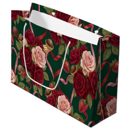 Bolsa De Regalo Grande Rosas Rojas Lujosas