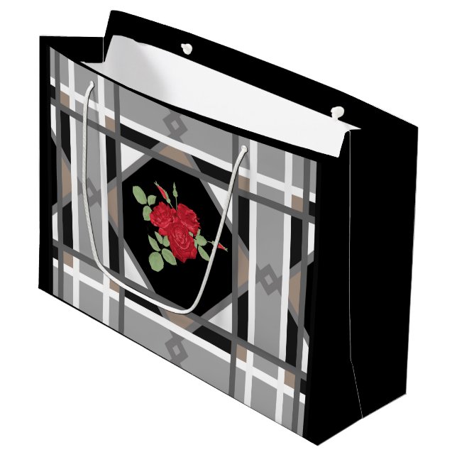 Bolsa De Regalo Grande Rosas rojas, retro (Angulo Anverso)