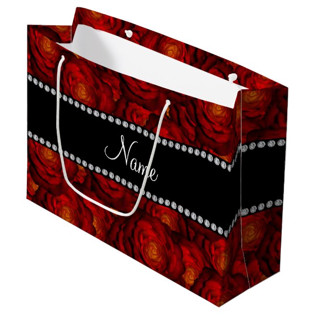 Bolsa De Regalo Grande Rosas rojo oscuro conocidos personalizados (Angulo Anverso)