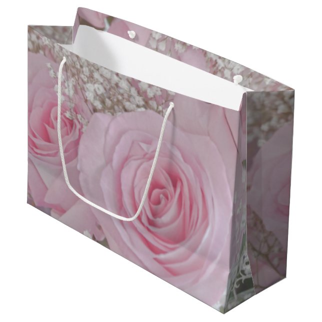Bolsa De Regalo Grande Rosas rosa blandas y aliento del bebé (Angulo Anverso)