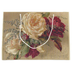 Bolsa De Regalo Grande Rosas Victorianas de Navidad
