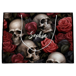 Bolsa De Regalo Grande Rosas y cráneos