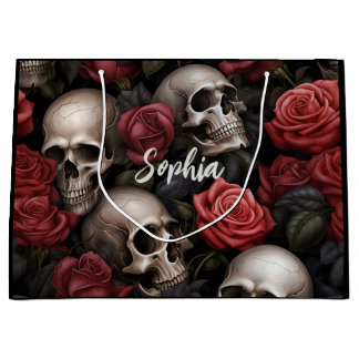 Bolsa De Regalo Grande Rosas y cráneos