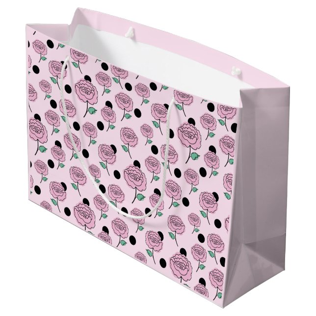 Bolsa De Regalo Grande Rosas y puntos. (Angulo reverso)