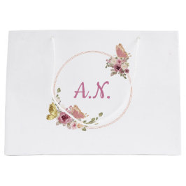 Bolsa De Regalo Grande Rose Gold Floral Butterfly – Elegant Personal