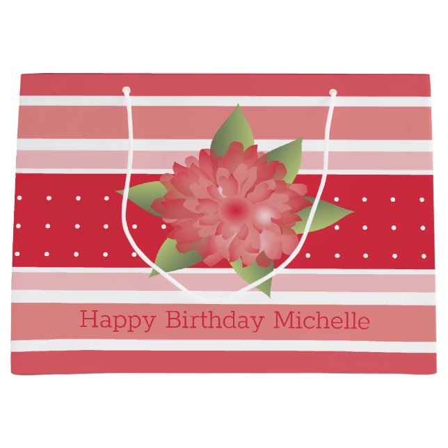 Bolsa De Regalo Grande Rosy Pink Stripe (Anverso)