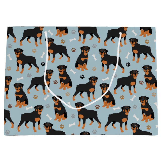 Bolsa De Regalo Grande Rottweiler Dog Bones and Paws (Anverso)