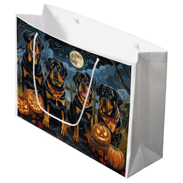Bolsa De Regalo Grande Rottweiler Halloween Spooky (Angulo Anverso)
