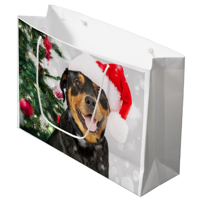 Bolsa De Regalo Grande Rottweiler Santa  (Angulo Anverso)