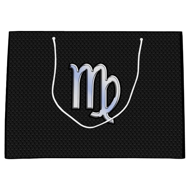 Bolsa De Regalo Grande Rótulo cromado como Virgo Zodiac sobre piel de ser (Anverso)