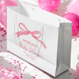 Bolsa De Regalo Grande Rubor Pink Bow Watercolor Baby Shower