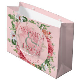Bolsa De Regalo Grande Rubor Pink White Bonito Floral lindo Favor de matr