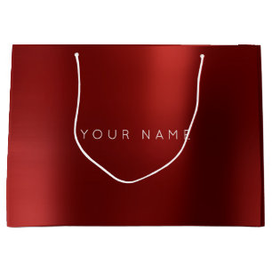 Bolsa De Regalo Grande Ruby Borgoña Pluma Blanca Mínimo Regalo Favor Om