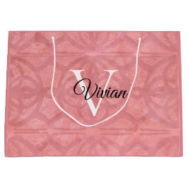 Bolsa De Regalo Grande Ruddy Pink Watercolor Monograma