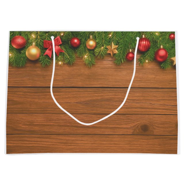 Bolsa De Regalo Grande Rustic Christmas Gift Bag – Customizable Holiday (Anverso)