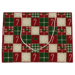 Bolsa De Regalo Grande Rustic Christmas Quilt Plaid