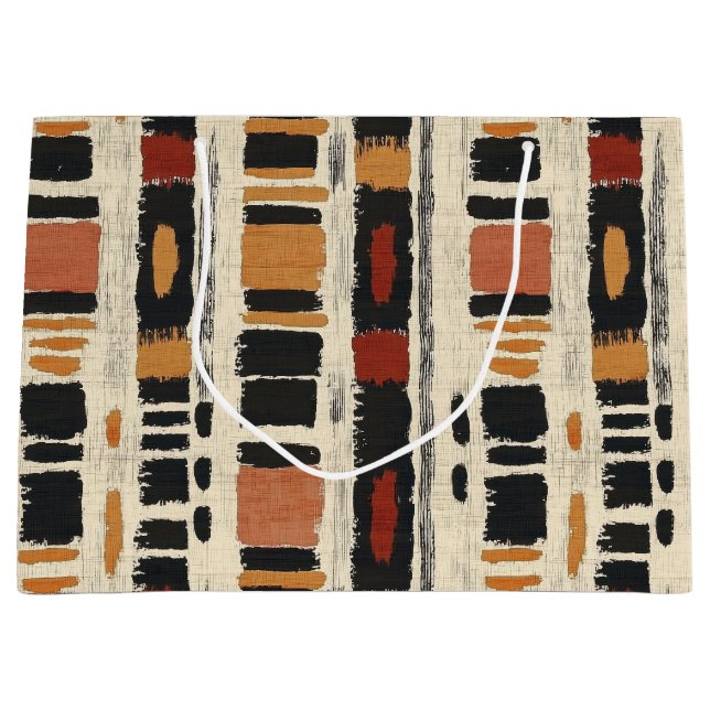 Bolsa De Regalo Grande Rustic Mudcloth Geometric Pattern (1) (Anverso)