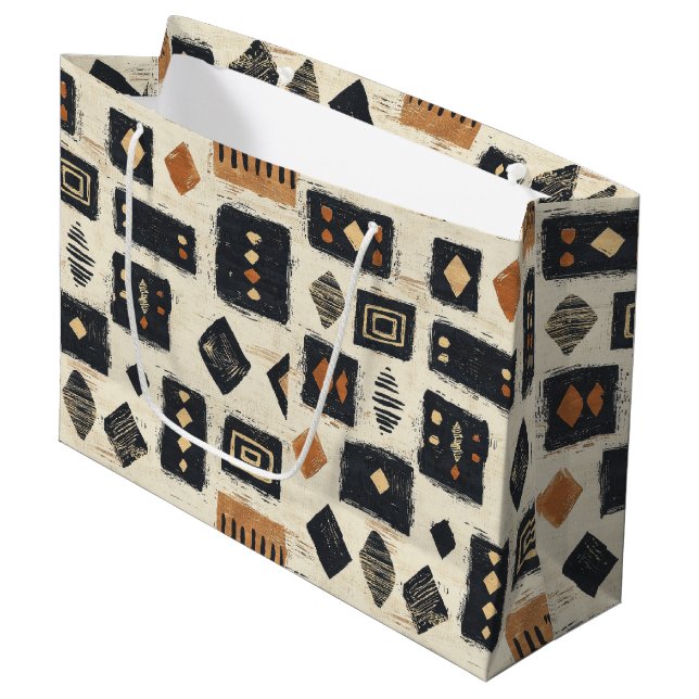 Bolsa De Regalo Grande Rustic Mudcloth Geometric Pattern (2) (Angulo Anverso)