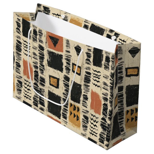 Bolsa De Regalo Grande Rustic Mudcloth Geometric Pattern (3) (Angulo Anverso)