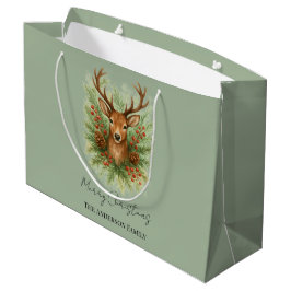 Bolsa De Regalo Grande Rustic Woodland Deer Head with Winter Foliage - 