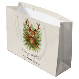 Bolsa De Regalo Grande Rustic Woodland Deer Head with Winter Foliage - 