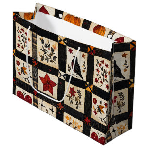 Bolsa De Regalo Grande Rústico Patrón de caída   Patchwork de agricultore