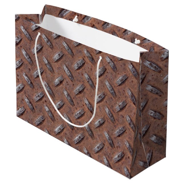 Bolsa De Regalo Grande Rusty Diamond Plate Pattern (Angulo reverso)