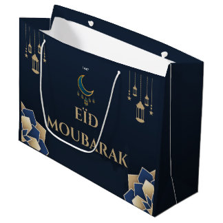 Bolsa De Regalo Grande Sac cadeau Eid Moubarak Bleu personnalisable