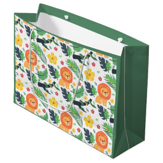 Bolsa De Regalo Grande Safari en la Jungla – Leones y Hojas