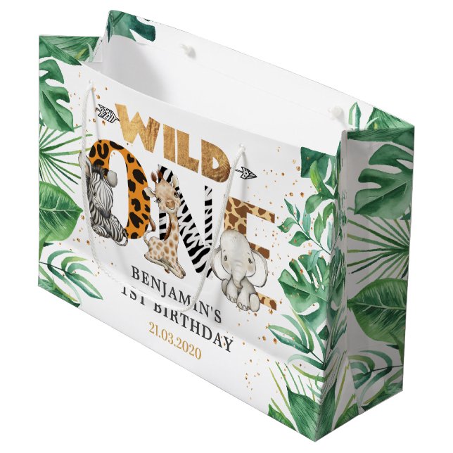 Bolsa De Regalo Grande Safari Wild One Birthday Party (Angulo Anverso)