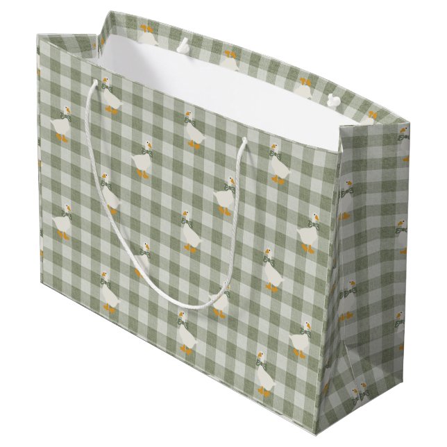 Bolsa De Regalo Grande Sage Green Gingham Goose Buffalo Check Baby Shower (Angulo reverso)