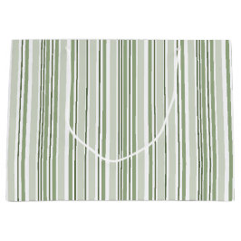 Bolsa De Regalo Grande Sage Green (Light, Medium, Dark) and White Stripes