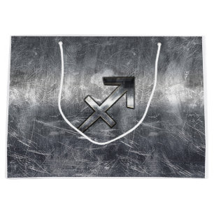 Bolsa De Regalo Grande Sagittarius Zodiac En Acero Grunge Molesto