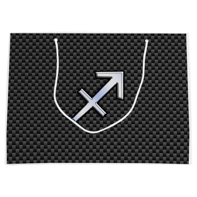 Bolsa De Regalo Grande Sagittarius Zodiac Rótulo estilo fibra de carbono (Anverso)