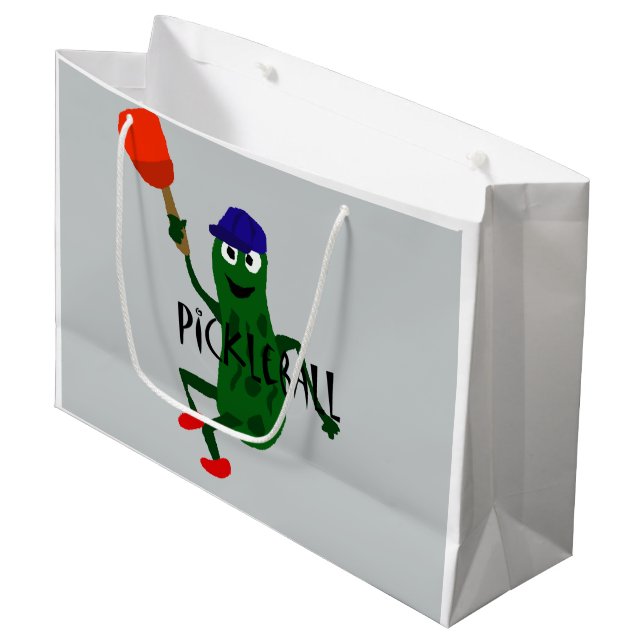 Bolsa De Regalo Grande Salmuera divertida que juega Pickleball (Angulo Anverso)