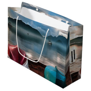 Bolsa De Regalo Grande Saltos de barcos y el paisaje marino de Marmaris